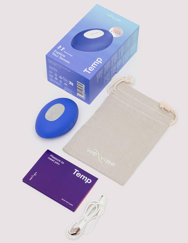 藍色薰衣草色We-Vibe可調節冷熱感按摩器,16funstore品牌,展示產品外觀和控制面板