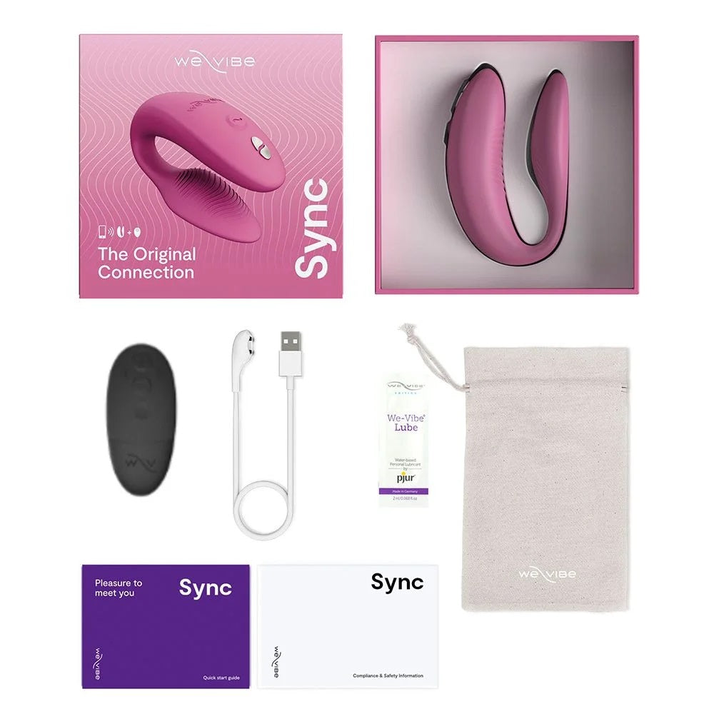 粉紅色We-Vibe Sync 2情侶共用震動器,展示產品的外觀和設計細節