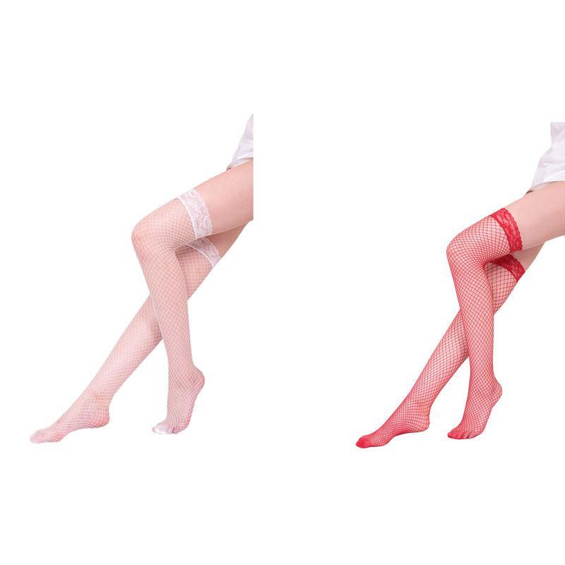 STARFIRE (Japan) EROX Super Sexy Lace Edge Fishnet Stockings Black/Red