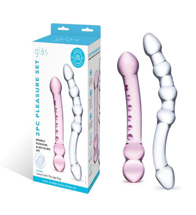 Glas(美國) Double Pleasure Glass Dildo Set 雙頭拉珠透明假陽具套裝