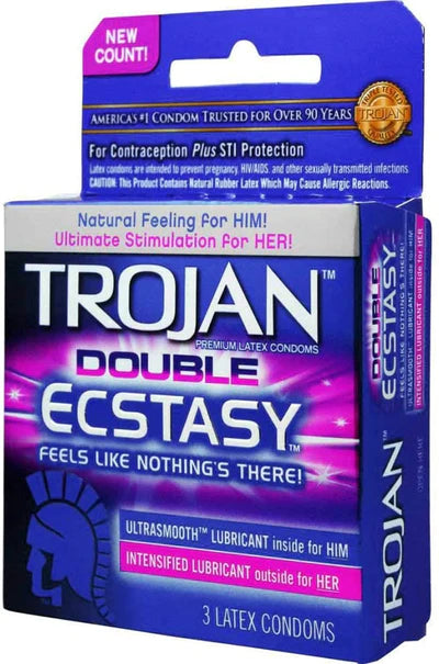 Trojan(美國)Trojan Double Ecstasy 雙重超羅紋潤滑安全套(3片裝) - 18funstore