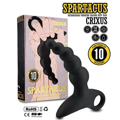 Erokay - Spartacus CRIXUS 充電式矽膠後庭拉珠震動器