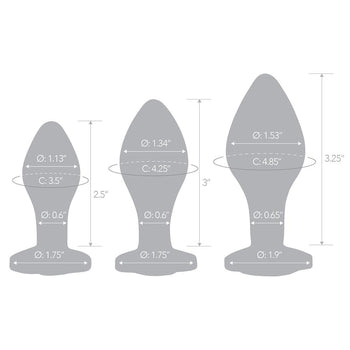 Glas(美國) 3PC Heart Jewel Glass Anal Training Kit 後庭訓練套裝