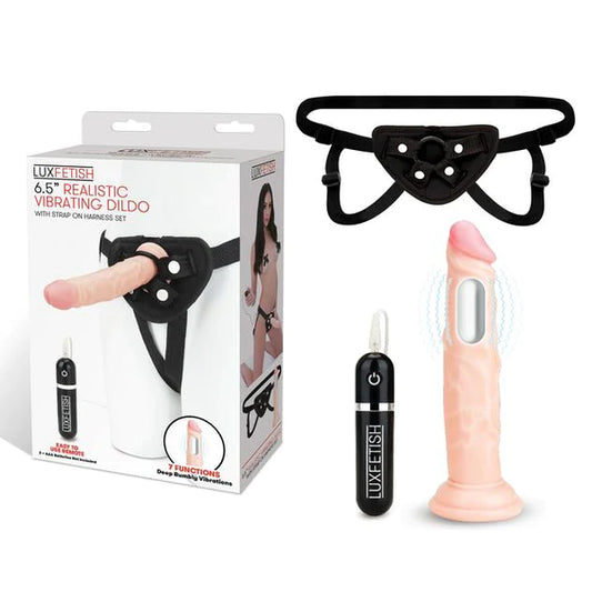 Lux Fetish(美國) 6.5''Realistic Vibrating Dildo & Strap-on Harness Set 6.5寸震動假陽具連腰