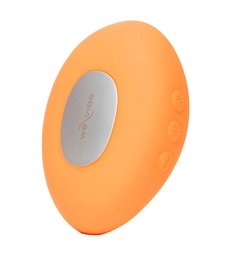 橘紅色We-Vibe Temp可調節冷熱感按摩器，18funstore品牌，展示產品的外觀和設計細節