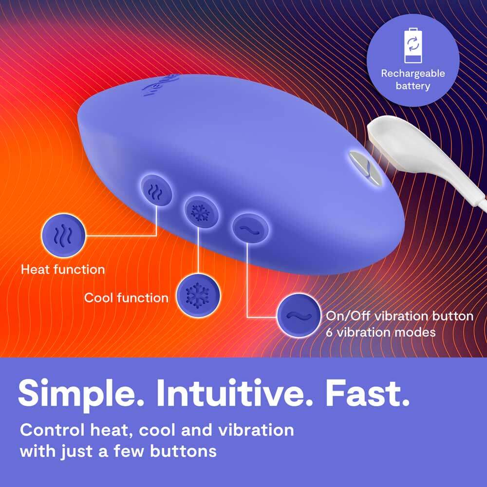 薰衣草藍色We-Vibe Temp可調節冷熱感按摩器，柔性設計適合放鬆身心娛樂使用