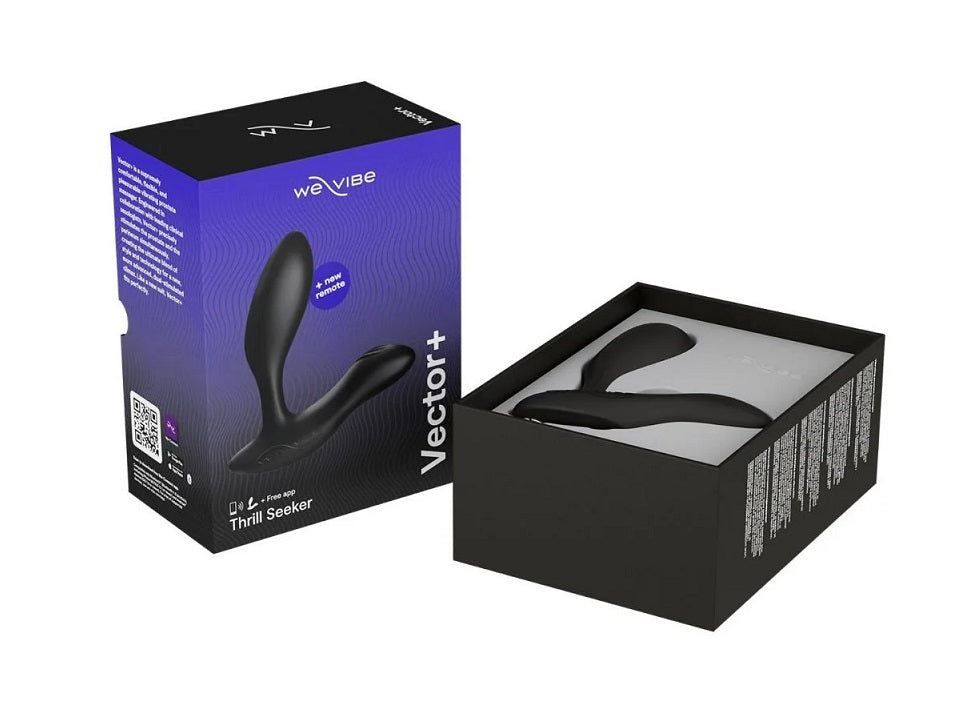 黑色We-Vibe Vector Plus震動式前列腺按摩器，人體工學設計，舒適且功能多樣。