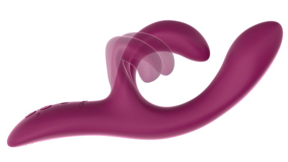 紫紅色We-Vibe Nova 2振動器，光滑设计显示其柔软材质和人体工学形状。