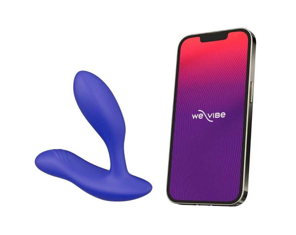 皇家藍色We-Vibe Vector Plus震動式前列腺按摩器，人體工學設計，適合放鬆與享受。