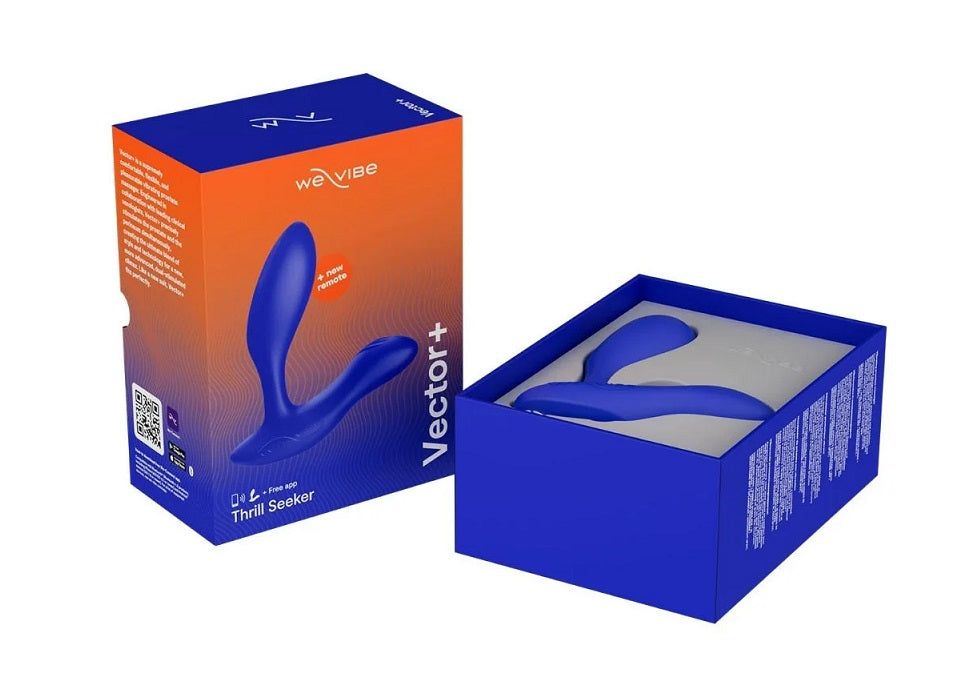 皇家藍色We-Vibe Vector Plus震動式前列腺按摩器，符合人體工學設計，適合放鬆與刺激。