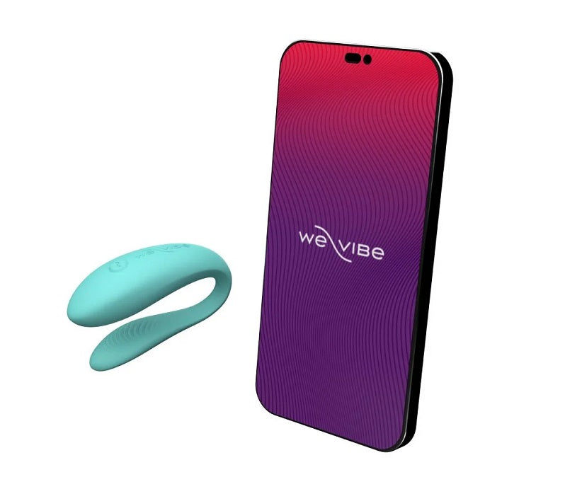 天藍色We-Vibe Sync Lite情侶共用震動器，柔和設計適合伴侶親密時使用。