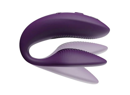 紫色We-Vibe Sync 2情侶共用震動器，展示產品的形狀與控制界面，適合情侶使用的智能振動器