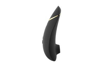 黑色Womanizer Premium 2陰蒂吸啜器，成人情趣用品，展示產品外觀與設計細節