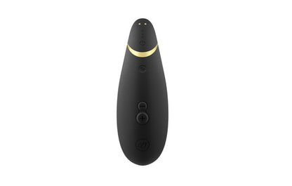 黑色Womanizer Premium 2陰蒂吸啜器，成人情趣用品，手持便攜設計，帶有多種振動模式