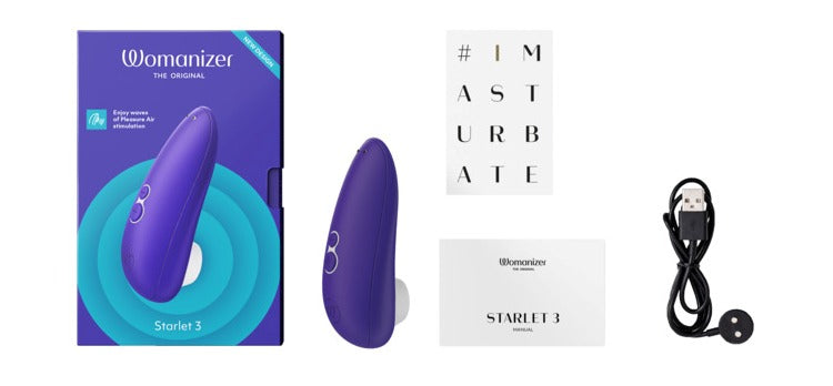靛藍色Womanizer Starlet 3入門級陰蒂吸啜器，18funstore品牌，展示產品的外觀和設計細節