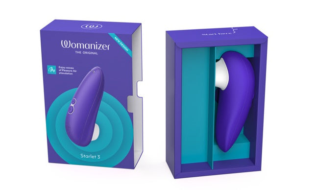 靛藍色Womanizer Starlet 3入門陰蒂吸啜器，18funstore品牌，展示產品外觀和設計細節