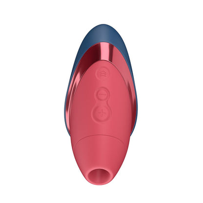 18funstore Womanizer Next Liberty 3D陰蒂吸啜器，藍色和紅色設計，展示產品正面細節。