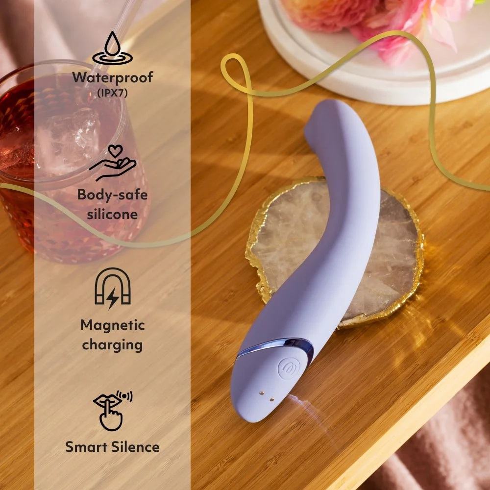 淡紫色Womanizer OG Pleasure Air G点吸啜器，女性性玩具，手持设计，表面光滑，适合敏感区域使用