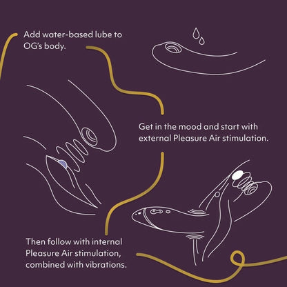 紫红色Womanizer OG Pleasure Air G点吸啜器，女性性玩具，显示产品细节和设计特色