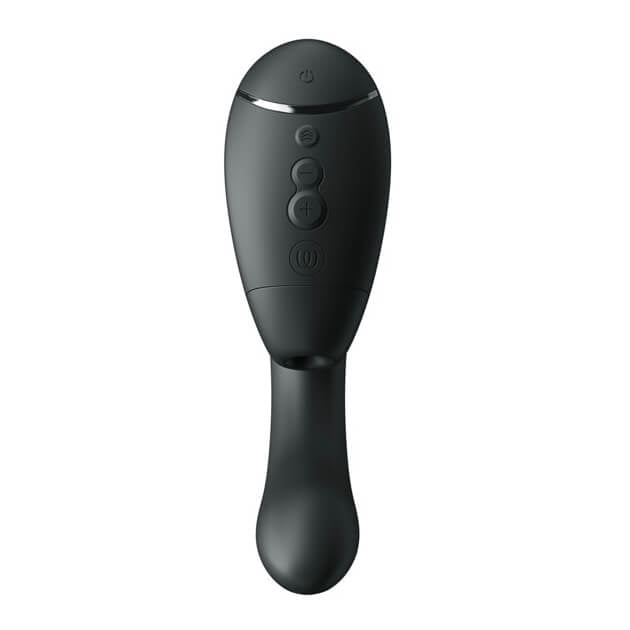 黑色Womanizer Next DUO 3D陰蒂吸啜及G點按摩器，女性成人情趣用品，展示產品外觀與設計細節