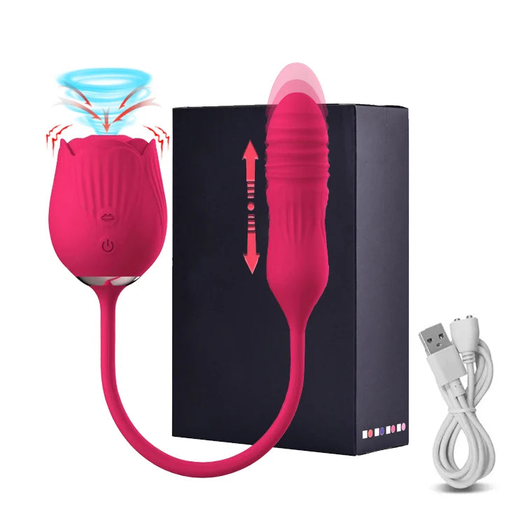 Bulaja 玫瑰形陰道吸吮振動器：G點、私密處、 nipple 吸吮口紅唇 Oral 舔舐 clitoris 搖控刺激吸吮振動器
