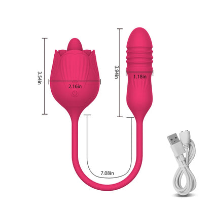 Bulaja 玫瑰形陰道吸吮振動器：G點、私密處、 nipple 吸吮口紅唇 Oral 舔舐 clitoris 搖控刺激吸吮振動器