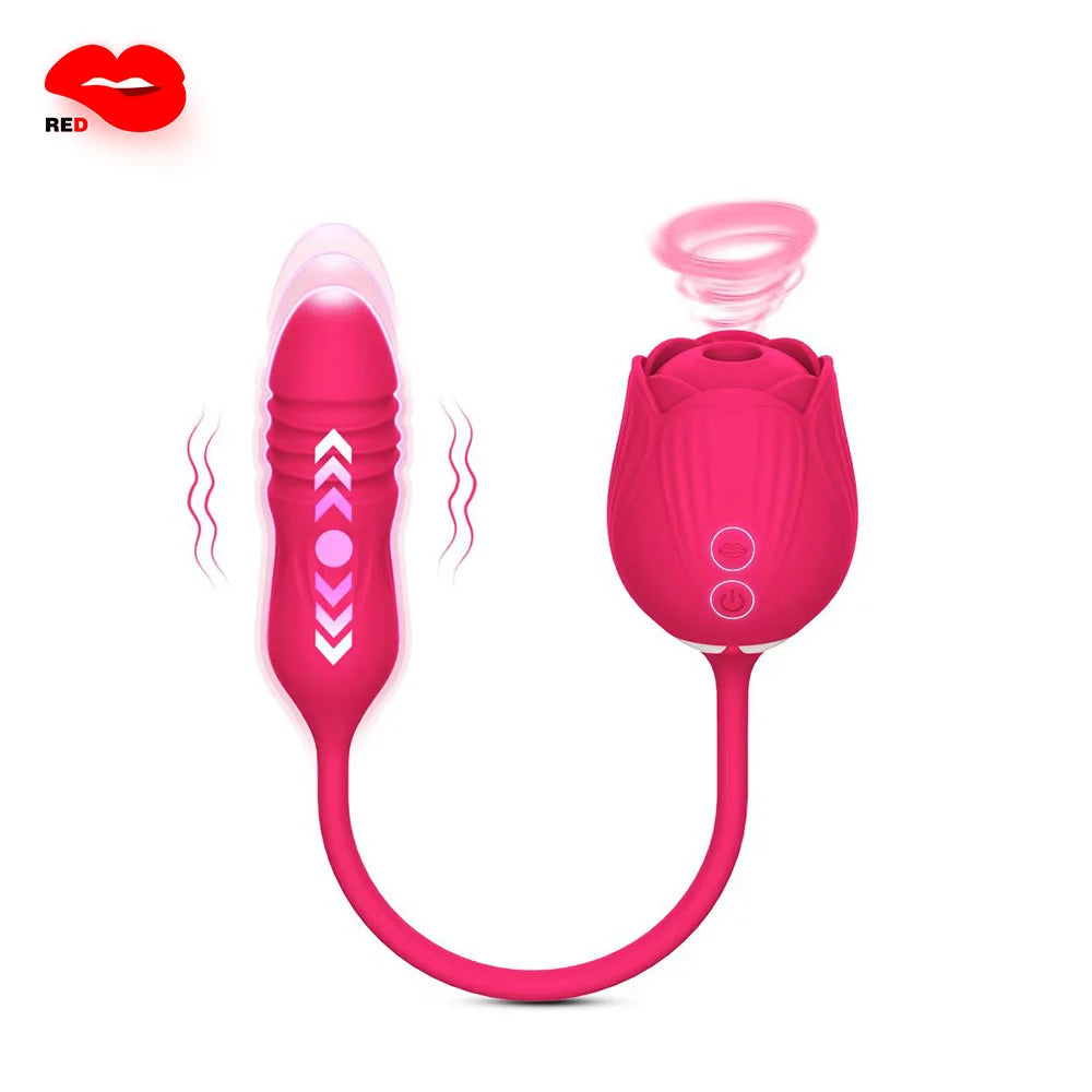 Bulaja 玫瑰形陰道吸吮振動器：G點、私密處、 nipple 吸吮口紅唇 Oral 舔舐 clitoris 搖控刺激吸吮振動器