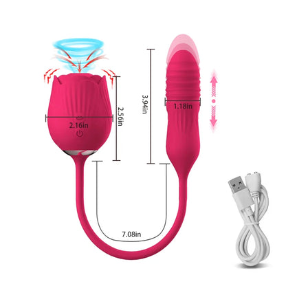 Bulaja 玫瑰形陰道吸吮振動器：G點、私密處、 nipple 吸吮口紅唇 Oral 舔舐 clitoris 搖控刺激吸吮振動器