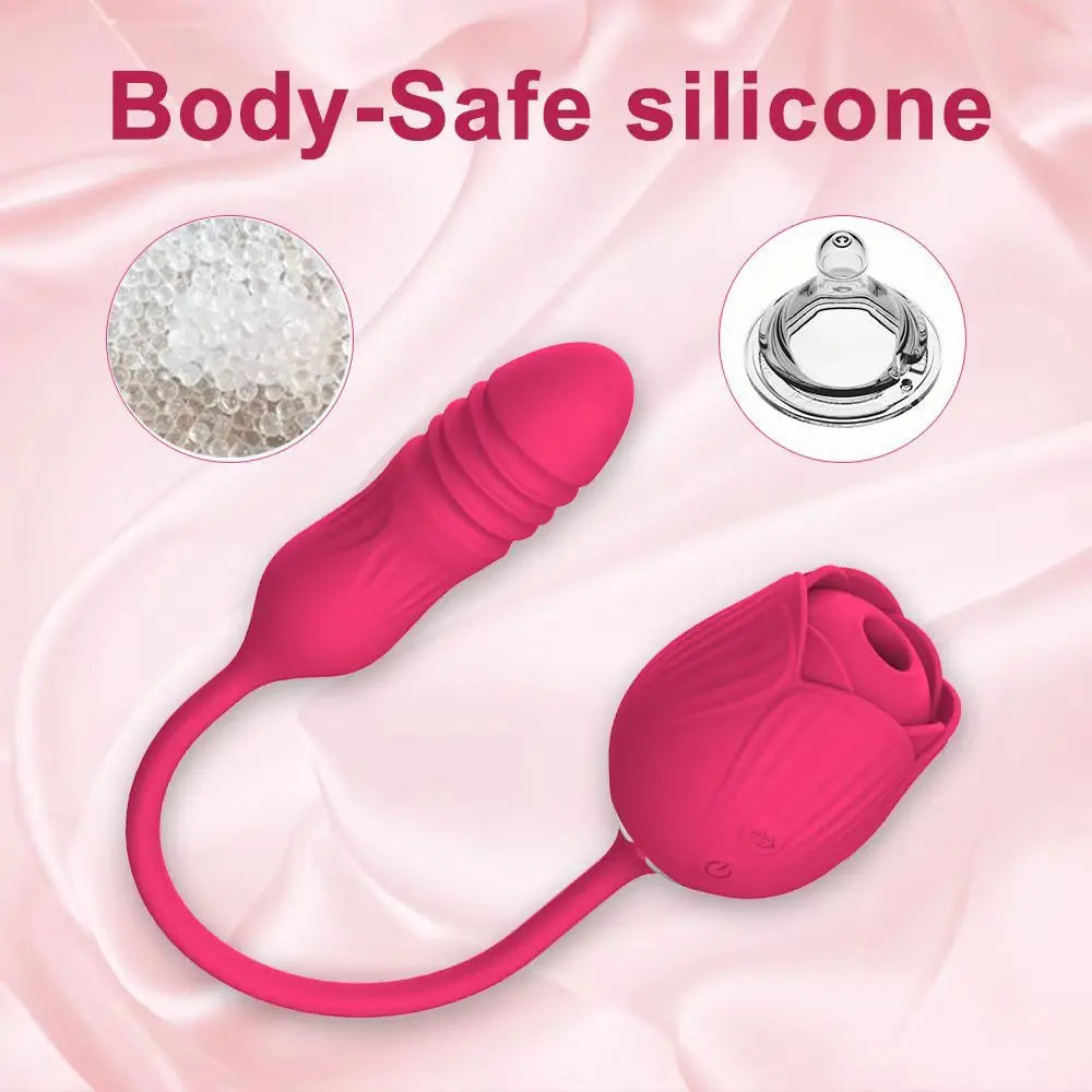 Bulaja 玫瑰形陰道吸吮振動器：G點、私密處、 nipple 吸吮口紅唇 Oral 舔舐 clitoris 搖控刺激吸吮振動器
