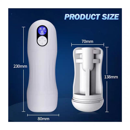 Male Masturbator 智能顯視屏加溫強震6段強吸吮電動飛機杯