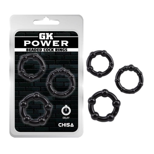 Chisa Beaded Cock Rings串珠陰莖環 - Black