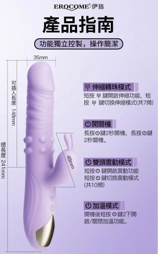 Erocome
Eridanus 波江座 Pro 雙震加溫轉珠伸縮兔仔震動棒 - 紫色