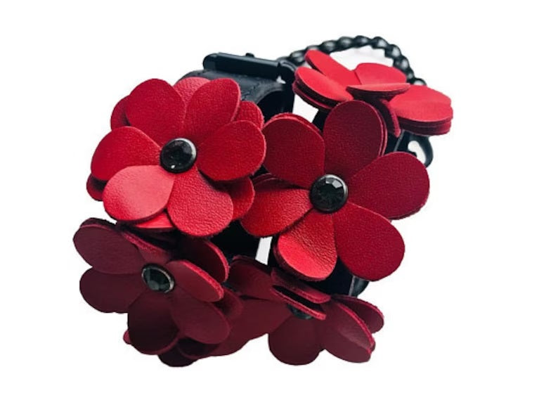 Liebe Seele(日本) Flower Rhythm - Black and Red Leather Wrist Cuffs 花之節奏手拷